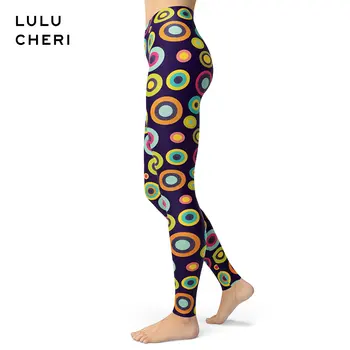 

Women Sexy Colorful Circle Dot Digital Printing Leggings Girls Brushed Buttery Soft Skinny Elasticity Fashion Fitness Trousers