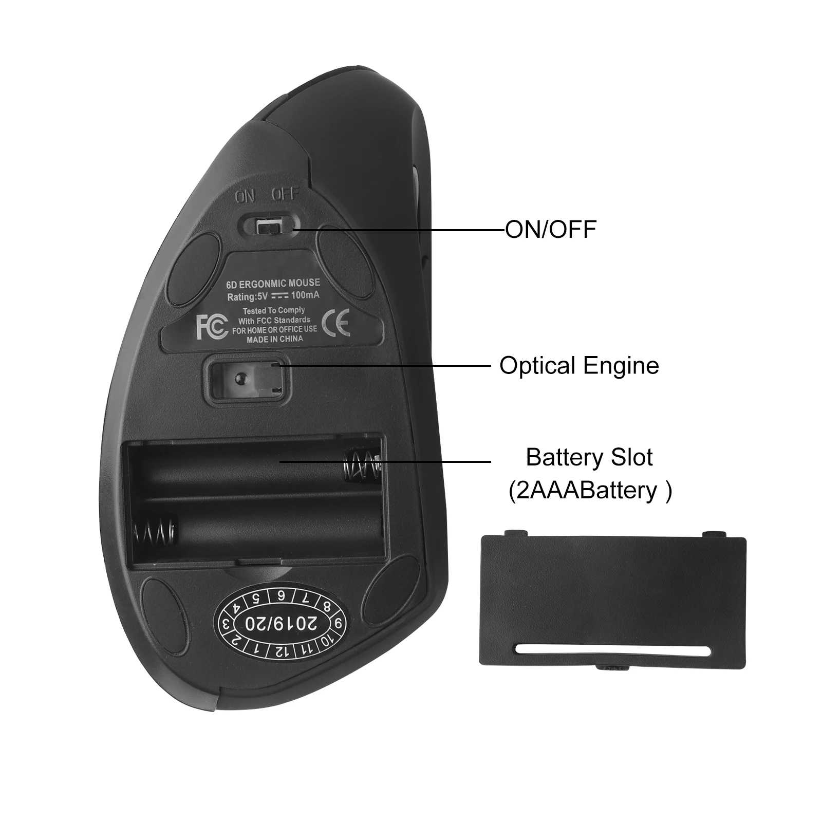 Беспроводной вертикальный Мышь Bluetooth эргономичная оптическая 1000/1200/1600 Точек на