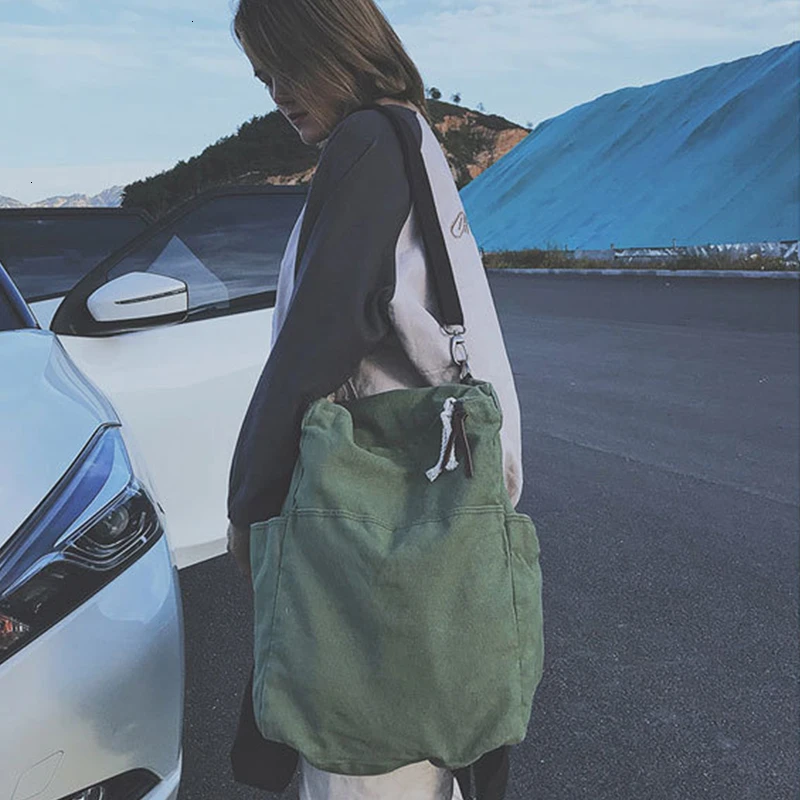 Ttou용 솔리드 컬러 대용량 여행 배낭, 노트북 캔버스, 여성 백팩, 십대 소녀용 책가방, mochila muj