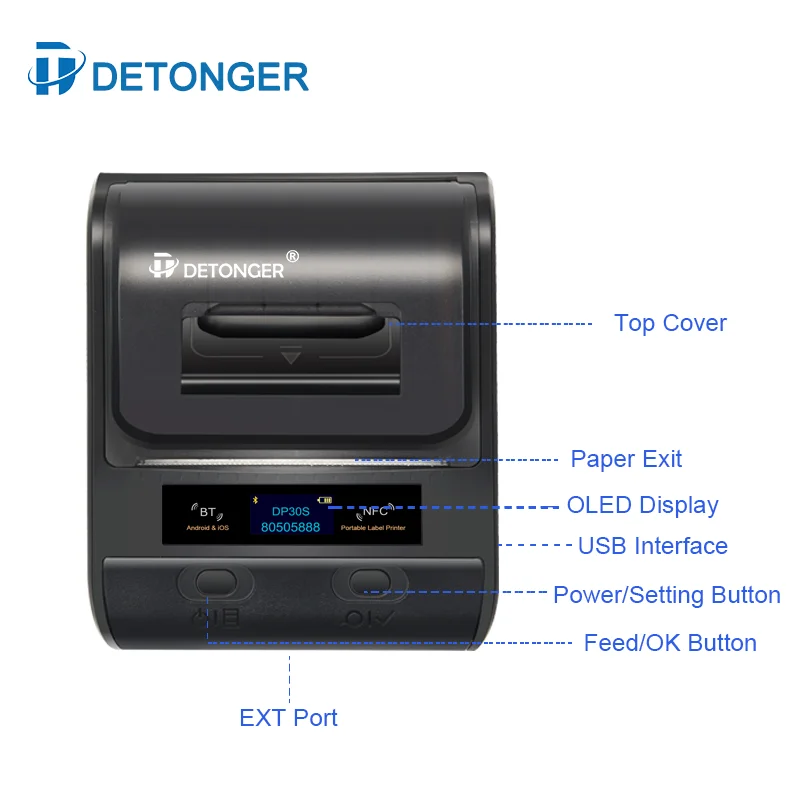 DETONGER-DP30S 감열식 라벨 프린터 플러스, 10 롤, 백서, 다기능 접착식 핸드 스티커 메이커, 가격표