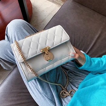 

Mini PU Leather Tote Bags For Women 2020 Solid Color Chain Lock Shoulder Handbags Female Travel Fashion Crossbody Bag