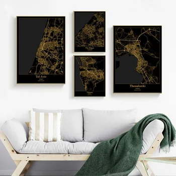 

Tel Aviv Israel The Hague Netherlands Thessaloniki Greece Tijuana India map Canvas poster Painting HomeDecoration Wall Art Decor
