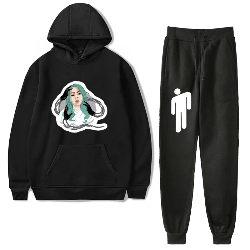 3 Billie Eilish спортивный костюм Мода Harm спортивные штаны и Толстовка Женский хлопковый Спортивный Костюм Уличная толстовка мужская кофта с капюшоном - Цвет: 3