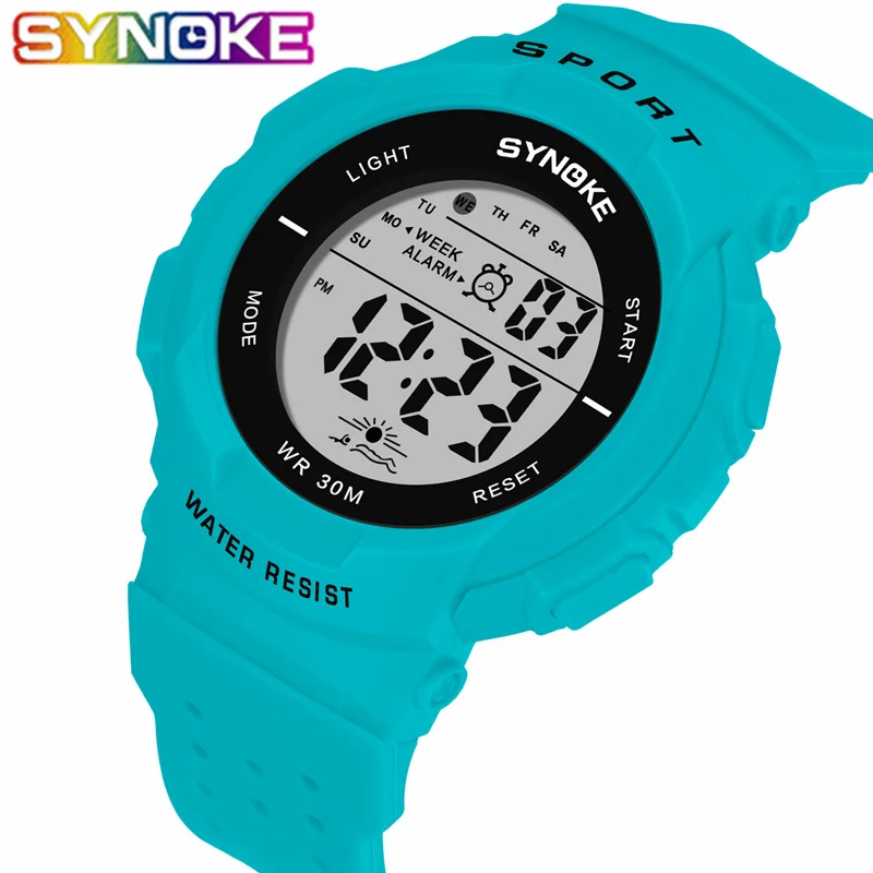 

SYNOKE Colorful Kids Sports Digital Watches LED Hollow Out Strap Multi-function Casual Electronic Watches Teenager Boys Students