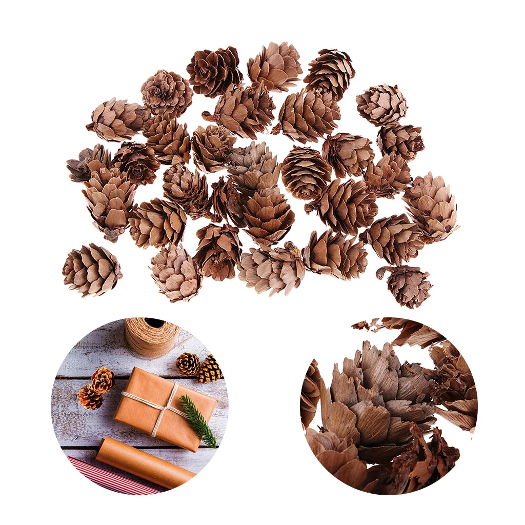 90pcs Small Real Natural Pine Cones for Christmas Ornaments Home Decoration