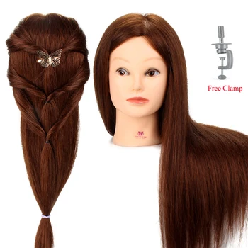 

Hairstyle Doll 26'' 90% Real Long Hair Trainng Head Hairdressing Mannequin Head Hairstyling Design Salon Wig Head + Free Clamp