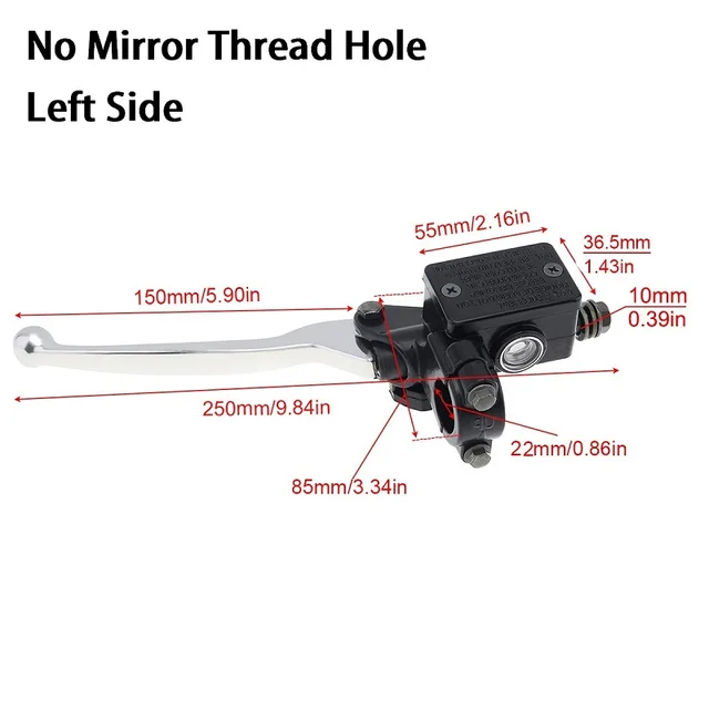 22MM M8/M10 Motorcycle Upper Front Brake Clutch Master Cylinder CNC Clutch Pump Reservoir Pump Lever Left Right for Honda Suzuk No Mirror Hole Left