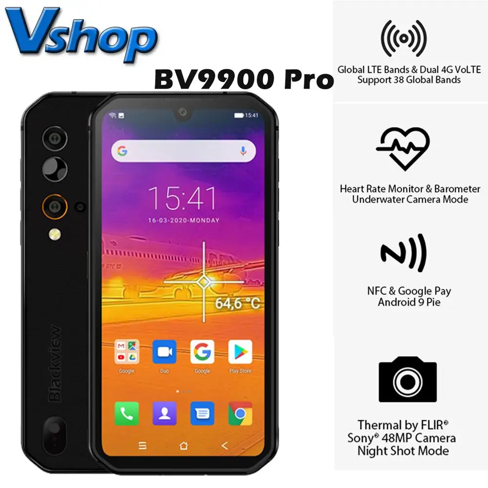 Blackview Bv9900 Pro Thermal Camera Mobile Phone Helio P90 Octa Core  8gb+128gb Ip68 Rugged Smartphone 48mp Quad Rear Camera - Mobile Phones -  AliExpress