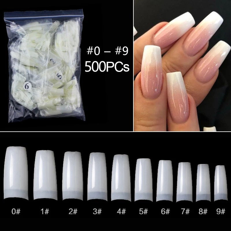 

100/500pcs Half Cover French False Nail Art Acrylic Nail Tips Clear Natural Fake Nails UV Gel Manicure Ultra Flexible Tip Lot