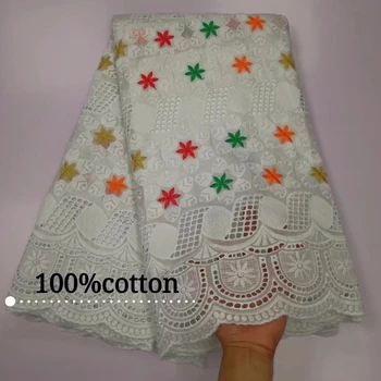 

Swiss Voile Fabric Nigerian Dry Lace Embroidered Wedding Party High Quality African Lace Fabric With Rhinestones 5 Yards