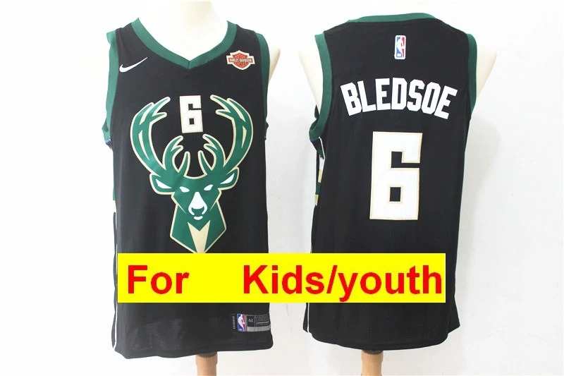 Черный Баскетбольные майки Milwaukee Giannis Antetokounmpo Eric Bledsoe - Цвет: Черный