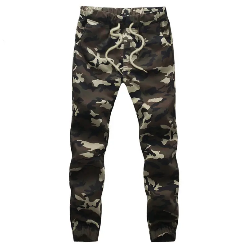 Cotton Mens Jogger Autumn Pencil Harem Pants Men Camouflage Military Pants Loose Comfortable Cargo Trousers Camo Jogger - Цвет: Green