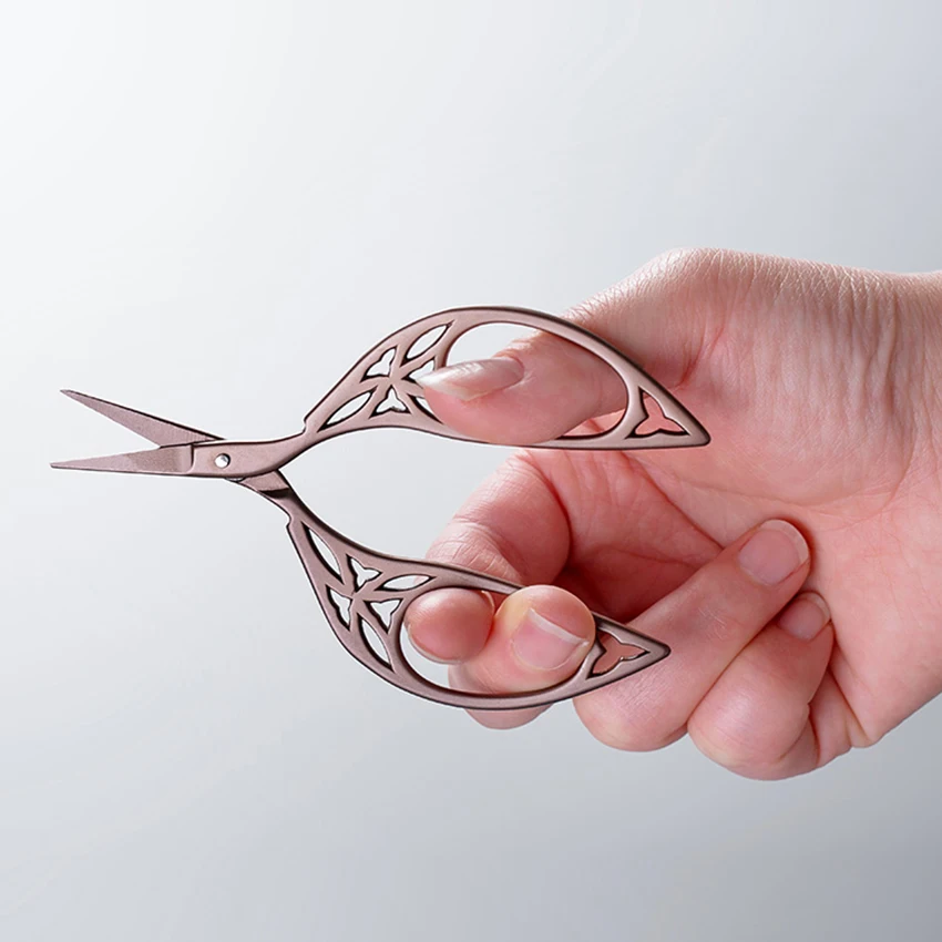 Titanium-plated Vintage Scissors for Sewing, Arts, Crafts, Office, Home Butterfly / plant Type Student Handmade Small Scissors