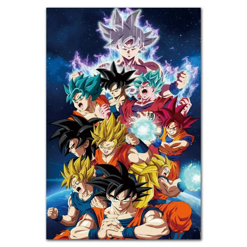 MQ3679 Dragon Ball супер ультра инстинкт Гоку японского Аниме Комикс плакат Шелковый светильник на холсте домашний декор для спальни Настенная картина печать - Цвет: Фиолетовый