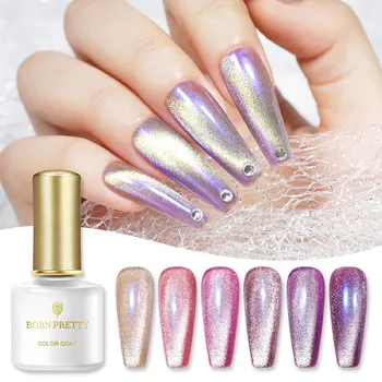 

BORN PRETTY Magnetic Gel Polish Silver Snowlight Semi-transparent 6ML Auroras Shining Cat Eye Nail Gel for Manicuring DIY