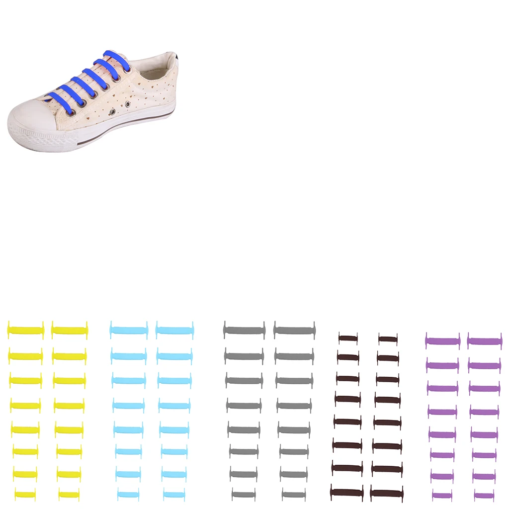 Easy No-Tie Adults Shoelaces Elastic Shoe Laces 100% Silicone Trainers Shoes NEW 