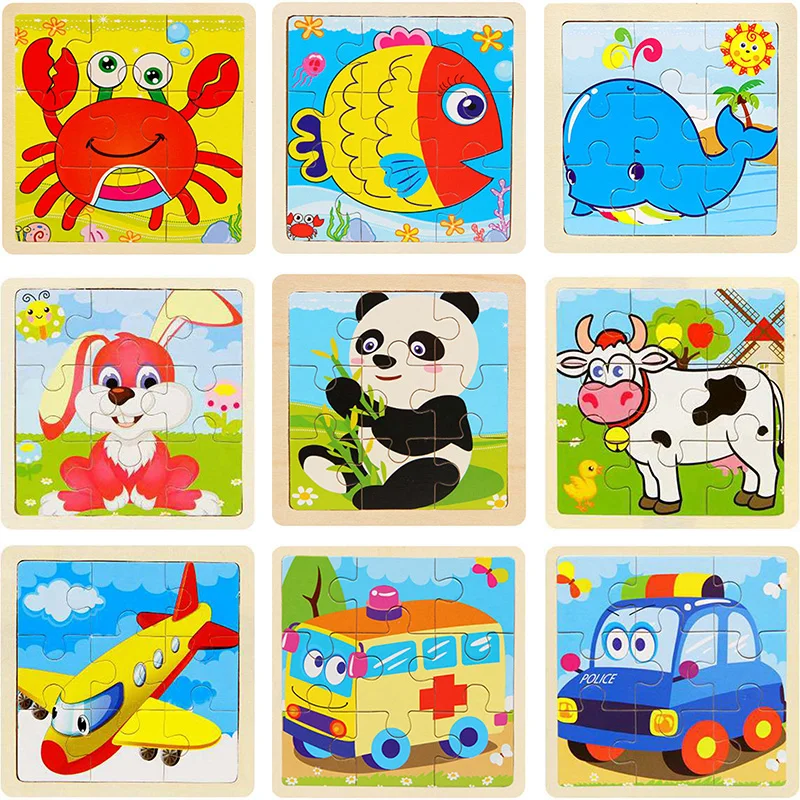 

Puzzle Cartoon Animal Puzzle Wooden Puzzle Elephant Panda Baby 3D Puzzle Children Educational Toy Wooden Cartoon Animal Puzzle