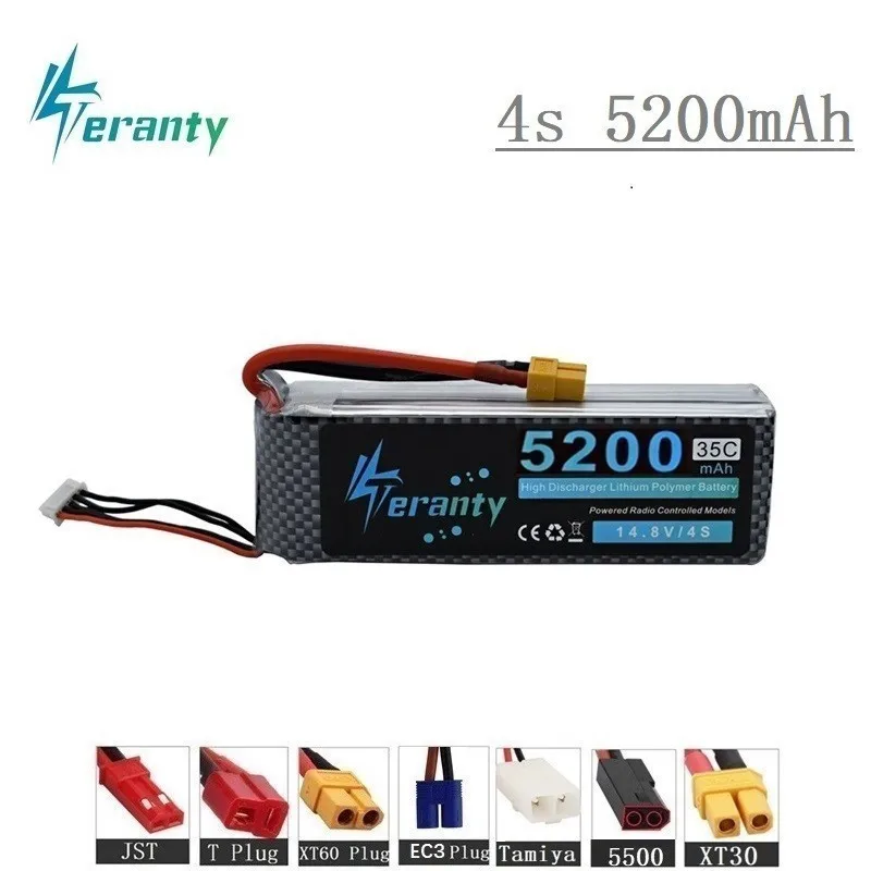 Емкость 4S 14,8 v 5200mAh 35C LiPo батарея для радиоуправляемого дрона радиоуправляемые автомобили радиоуправляемые роботы радиоуправляемые игрушечные лодки 14,8 v перезаряжаемая Lipo батарея 2 шт