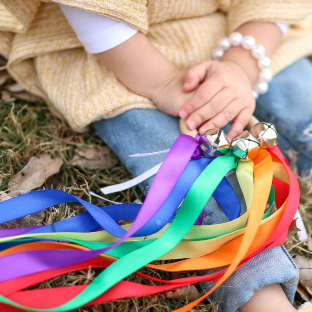 7cm Baby sensoriale Rainbow Nastro naturale legno di faggio ANELLO SEN Anello bambina/bambino 