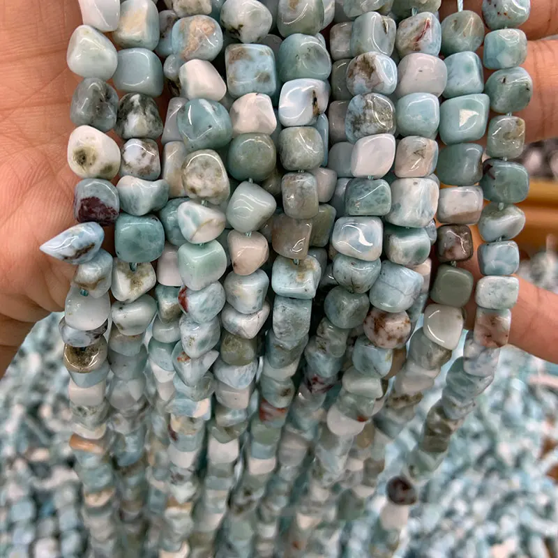 

4-6mm Natural Blue Larimar Beads 15'' Freeform Cube DIY Loose Stone Beads For Jewelry Making Beads Accessories Necklace For Men