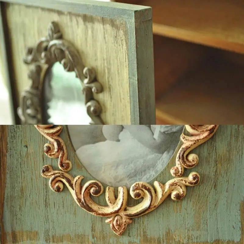 2pcs Wood Creative Retro Old Rustic Style Wooden Rectangular Standing Photo Frame Desktop Decoration Valentine's Day Gift