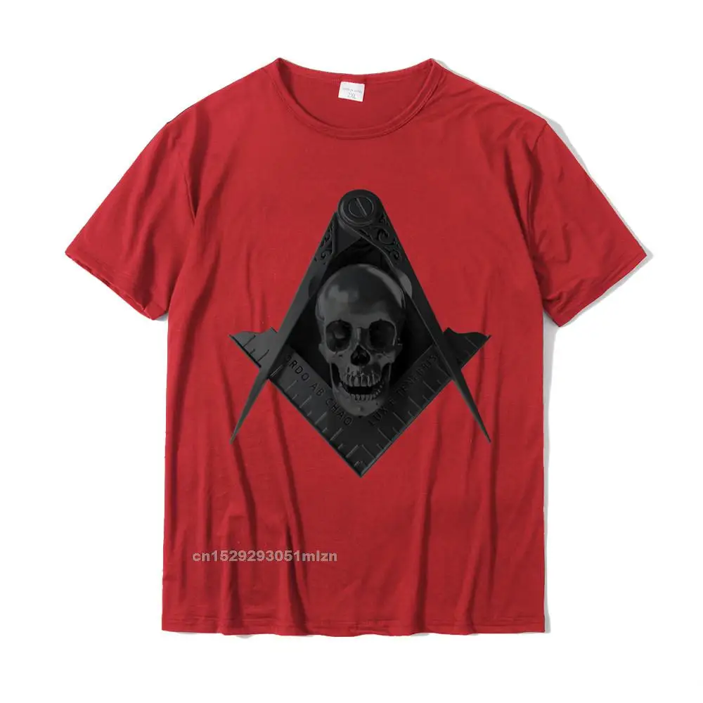 Classic Party Tops Tees Short Sleeve for Male Pure Cotton Summer Round Neck Tshirts Funny Tee Shirts Company Free Shipping Masonic Stealth Square Compass Skull Freemason T-Shirt__3179 red