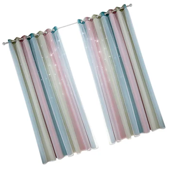 

2Pcs Curtain Gradient Fashion Double-Layer Sunshade Curtains Window Drapes Window Curtains for Bedroom