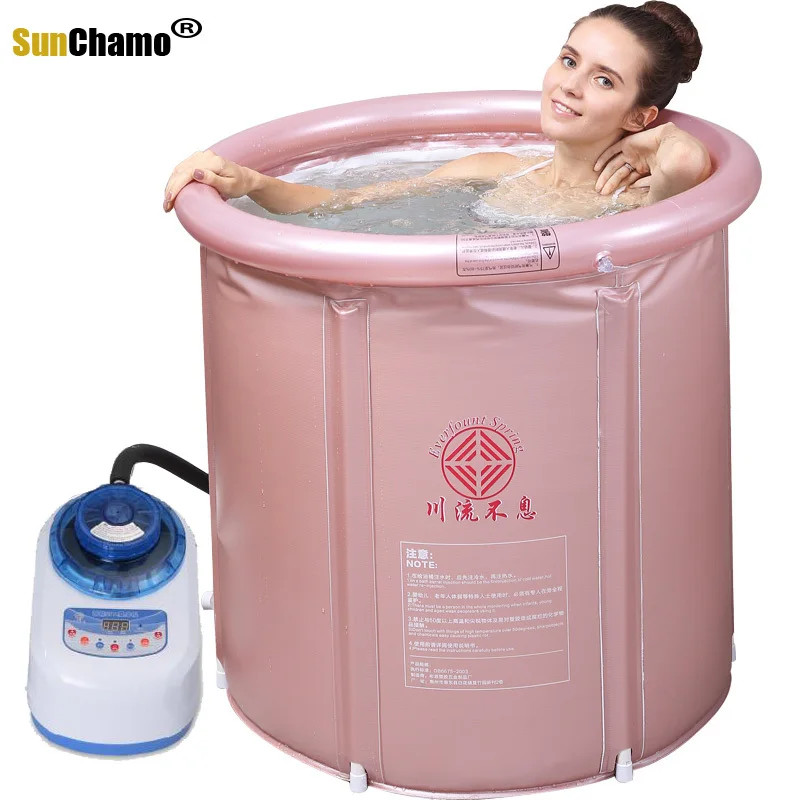 Bath Tub Fold Thickened Insulation Bath Tub For Adult Steam Portable Barrel Household Inflatable Heightening Bathtub