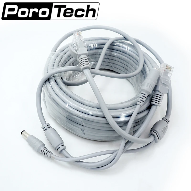 

NC-15M 20PCS/lot network cable power DC+ RJ45 gray cables 15M for IP camera NVR System ethernet lan video / IP camera cable