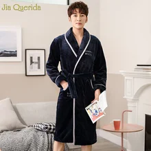 Мужские халаты, роскошная мужская домашняя одежда, зимнее толстое японское парадное кимоно с длинными рукавами и надписью Happy, сшитое зимнее банное платье для мужчин