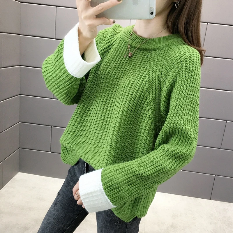 

3994-Actual-Cuff Coloured Turn-sleeve Round-collar Knitting Sleeve 40 [S Zone 4]