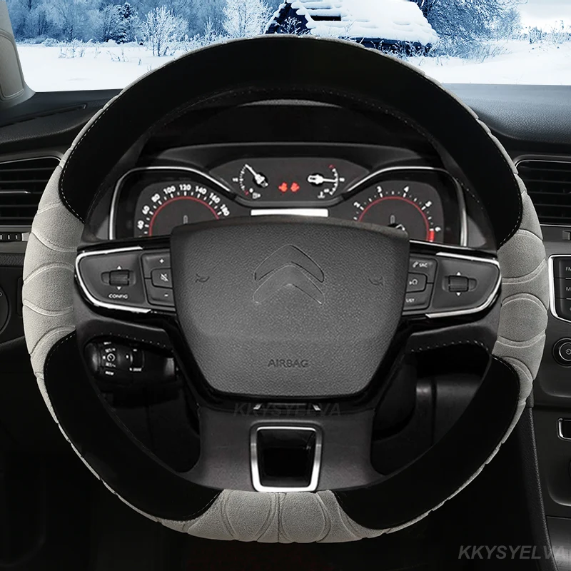 Copertura Del Volante Dell'Automobile Della Peluche Di Inverno Di Forma Di D Per Citroen C3-Xr C4 Sega C4L Elysee Ds3 Ds4 Ds5 Cubre Volante Accessori 