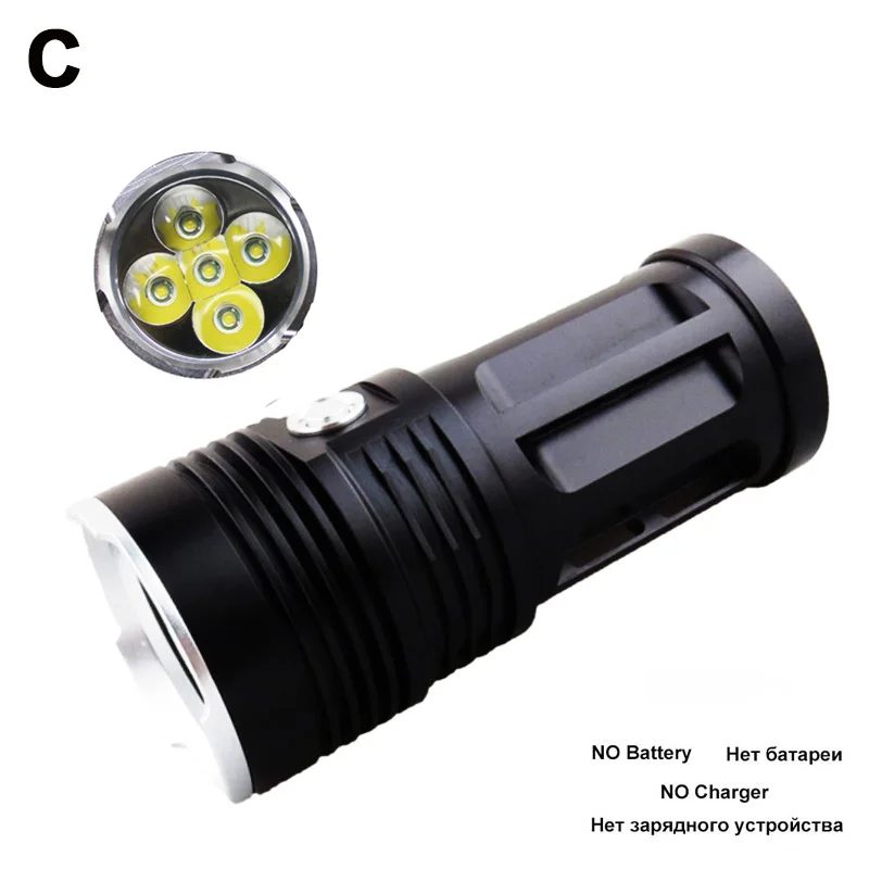 Мощный профессиональный прожектор, водонепроницаемый фонарик 8000 Люмен, фонарь с батареей 4 18650 для кемпинга, походов, аварийных ситуаций - Испускаемый цвет: NO Battery Charger
