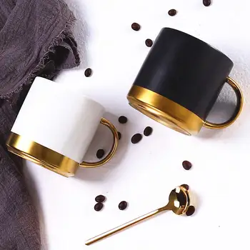 

1 Set Ins Hot Nordic Black Ceramic Mug Office Water Milk Coffee Mugs With Free Spoon Elegant Wedding Souvenir Gifts