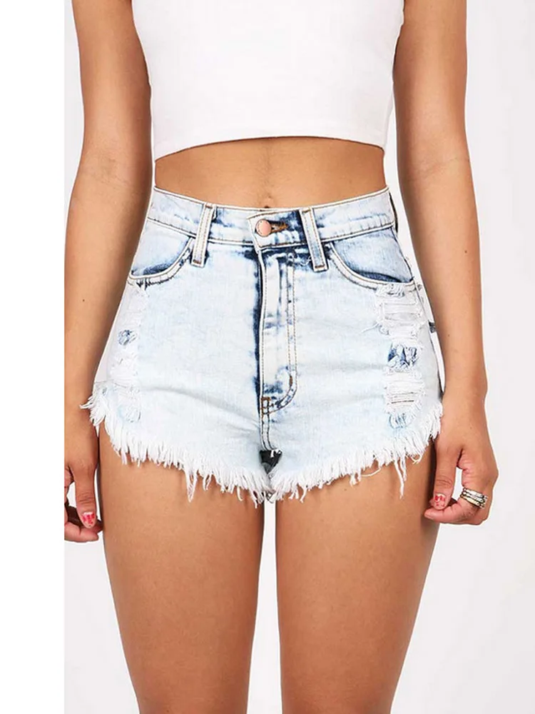 Light Blue Новые трендовые женские светло-голубые Короткие повседневные джинсы с дырками женские джинсовые шорты школьная летняя одежда для девочек - Цвет: Light Blue