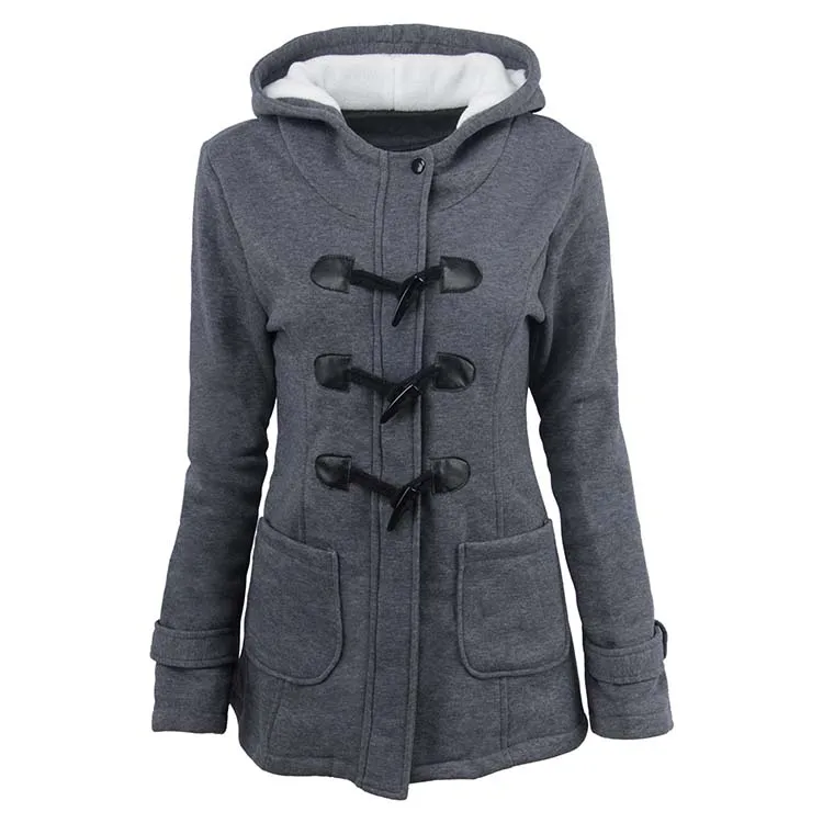 dark grey Куртка, пальто, зимняя женская,, с капюшоном, Шерстяная Смесь, пальто, Классическая, Роговая, кожаная, с пряжкой, парка, верхняя одежда, женская одежда, плюс Размер 6XL - Цвет: dark grey