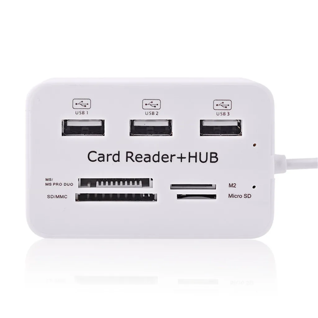 Высокая Скорость Usb 2,0 концентратор 3 Порты с кард-ридер мини док-станция Usb Combo все в одном Usb Hub пористый мульти-функциональный хаб