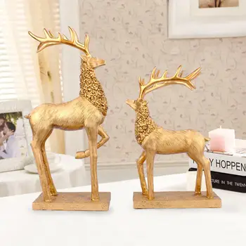 

1 Pair Resin Elk Model Statues Sculptures for Living Room Sculpture DIY Crafts Table Decor Xmas Christmas Decoration Home Decor
