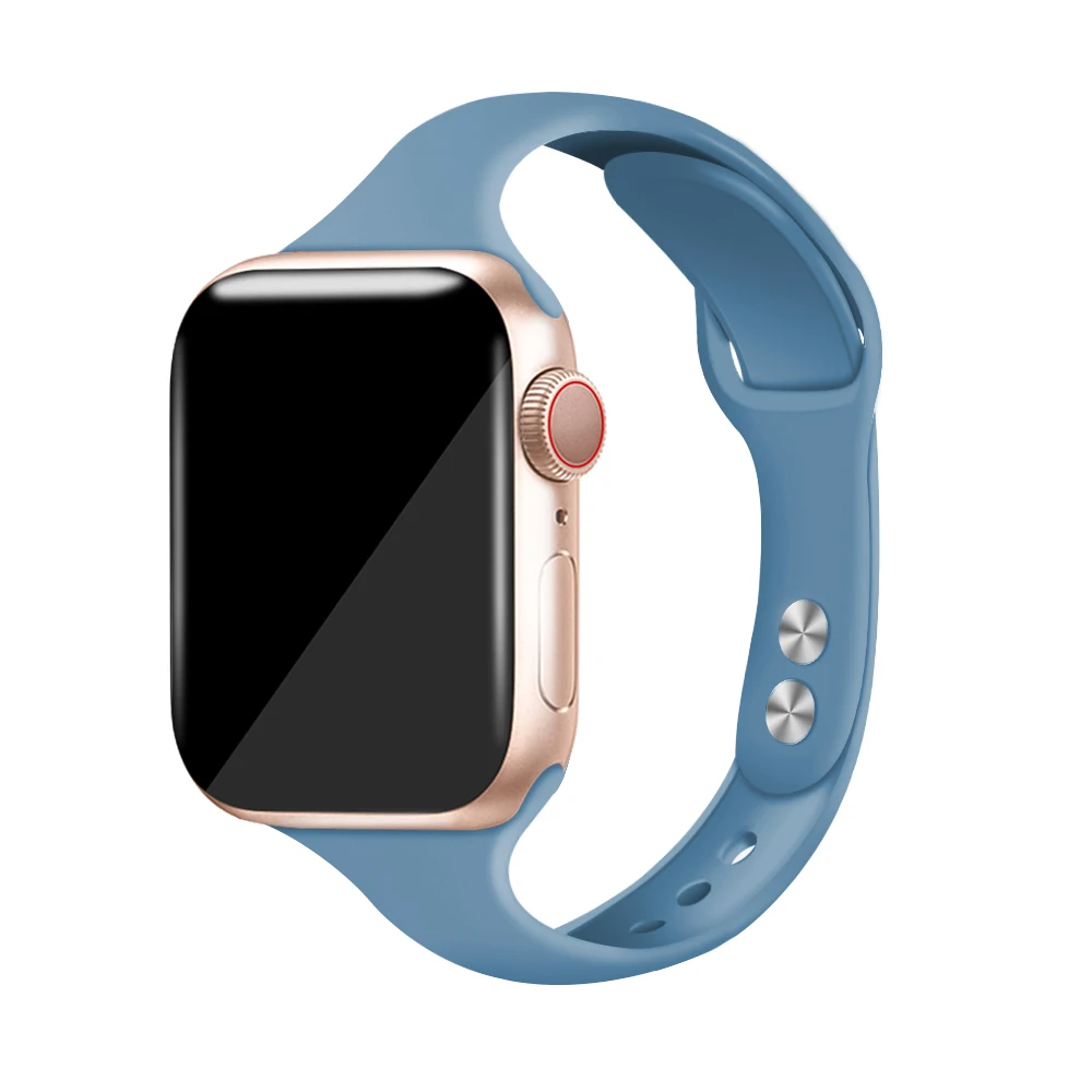 Ремешок для Apple Watch 38 мм 42 мм iWatch 4 5 ремешок 44 мм 40 мм спортивный силиконовый браслет correa Apple watch 4 3 2 1 Аксессуары - Цвет ремешка: Denim Blue