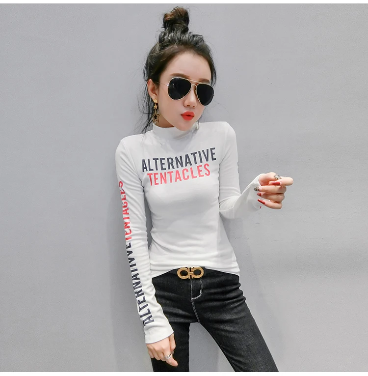 GGRIGHT Poleras Mujer De Moda Водолазка женская футболка с длинным рукавом женская одежда корейский стиль Футболка женская футболка Femme