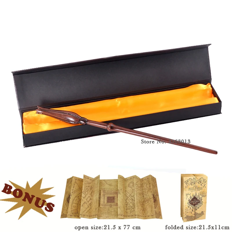 Harries Potters Magic Wand Cosplay Dumbledore Voldemort Snape Hermione Malfoy Magic Wand with Harried Marauder's Map as Gift