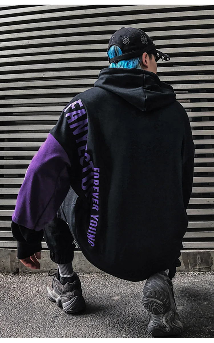Толстовка мужская забавная картина принт Мужской пуловер Harajuku стиль толстовка с капюшоном осень лоскутное цвет уличная пара