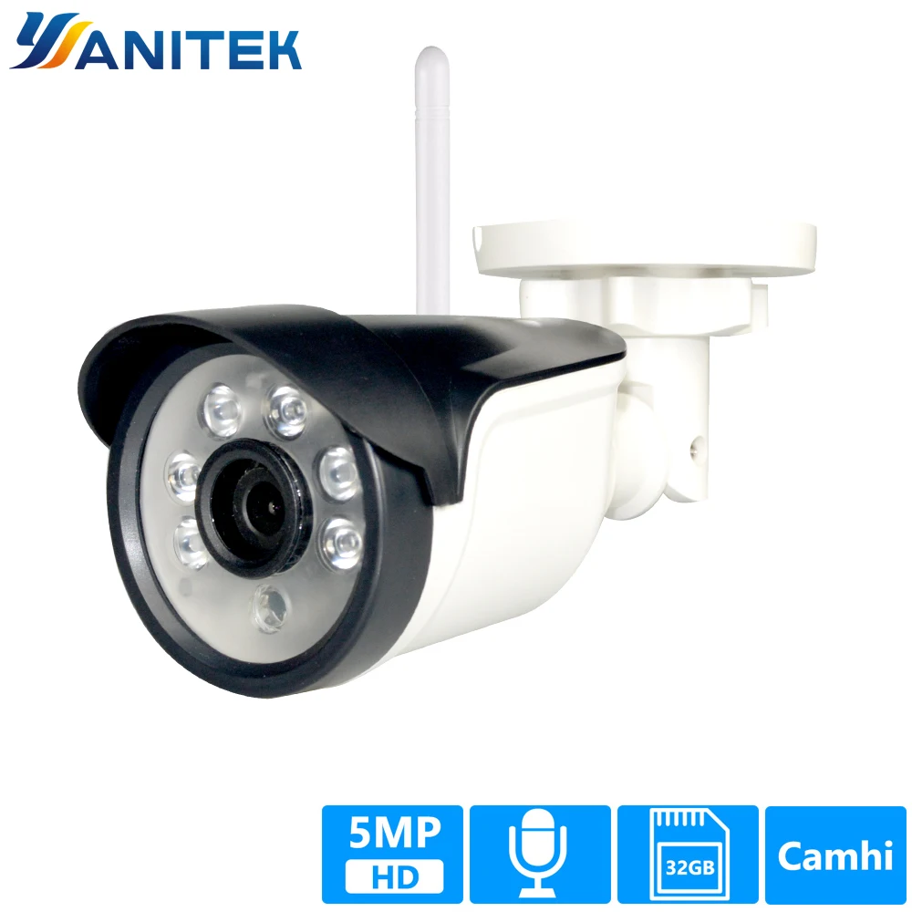 

Security Camera 5MP Bullet WiFi IP Camera HD Built-in SD Card Slot Night vision Wireless Outdoor Camera 1080P
