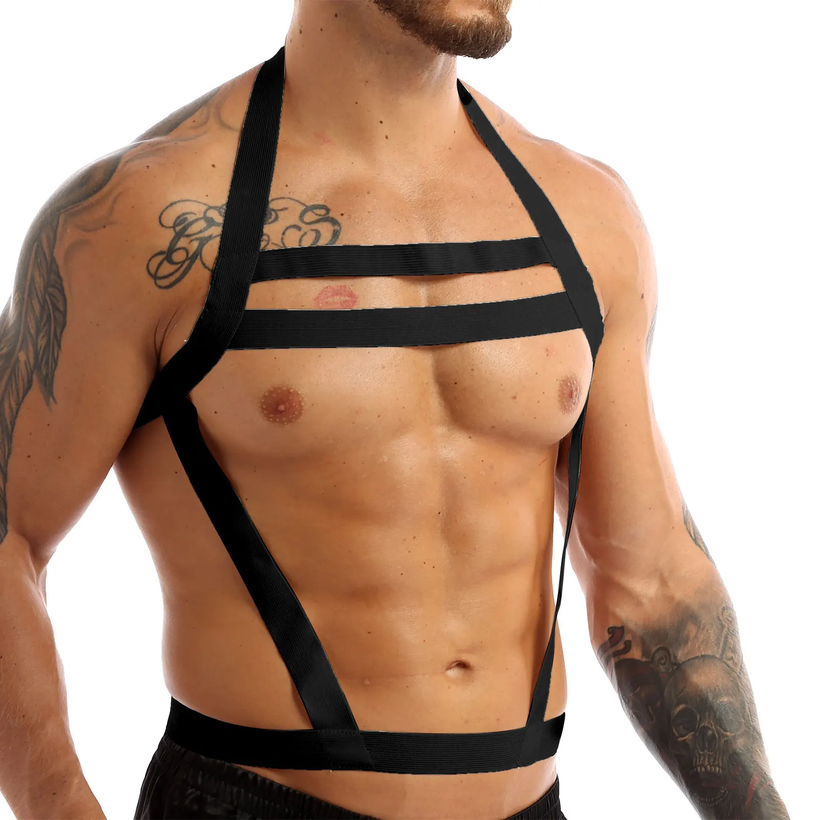 MSemis Для мужчин бондаж ремни для нижнего белья нейлон с лямкой на шее нагрудный