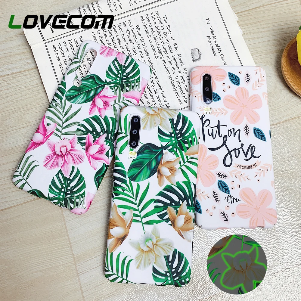 LOVECOM светящийся винтажный цветочный чехол с листьями для huawei P30 P20 Pro Lite Honor 10 Lite mate 20 Lite P Smart жесткий чехол из поликарбоната
