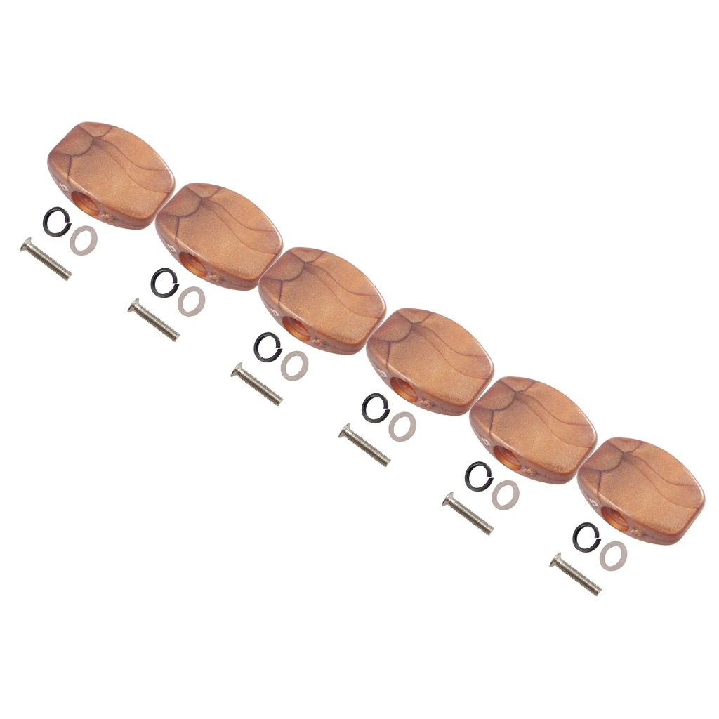 6Pcs Guitar Tuners Machine Head Buttons Natural Texture Tuning Knob Button