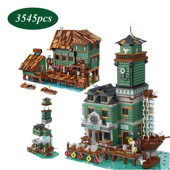 

New Creator Fisherman's Wharf Series Building Block Captain's Wharf House Restaurant Bricks Toys Birthday Gift For Adult