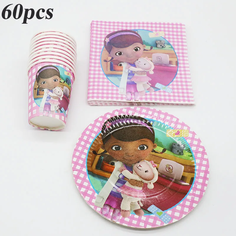 60 шт. Doc McStuffins одноразовая посуда для праздника тематические тарелки салфетки