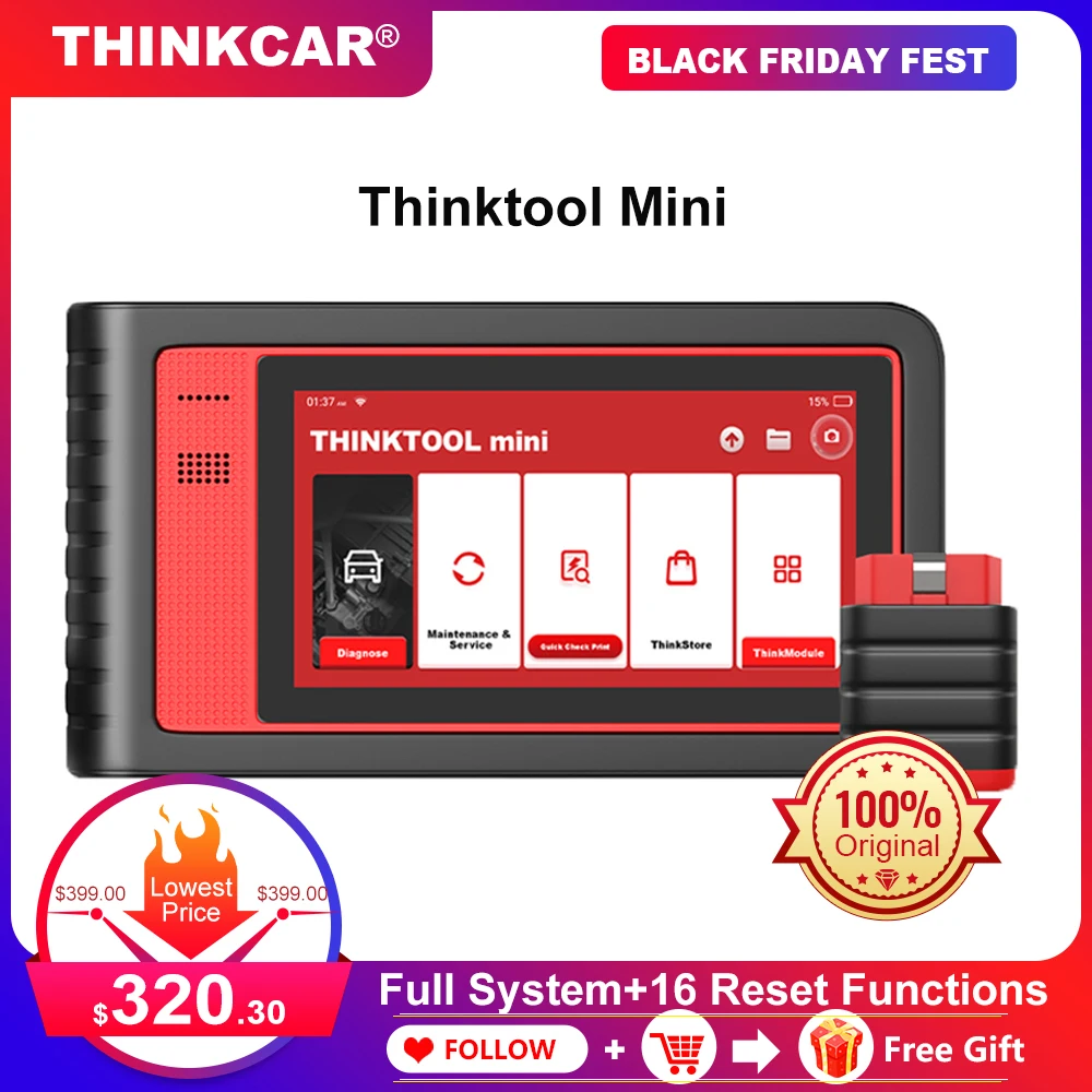 

THINKCAR Thinktool Mini Automotive Scanner Oil ABS Reset Car Diagnostic Tool ECU Coding Active Test OBD2 Scanner Professional
