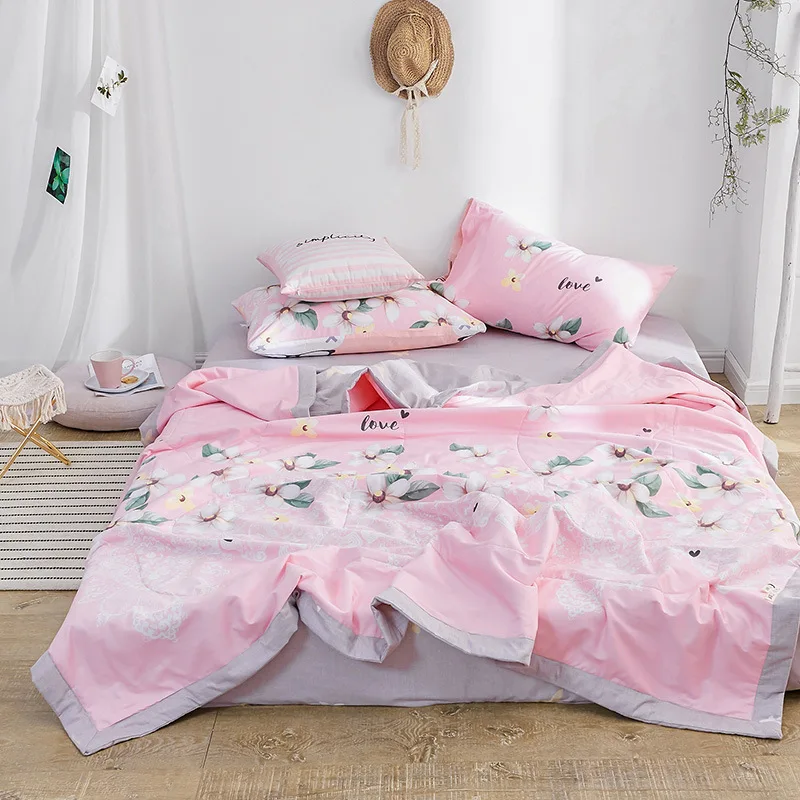 

Summer Cotton Art Ticking Summer Quilt Four-piece Set Multi-Specification Quilted Pure Cotton Summer Cool Blanket Airable Cover